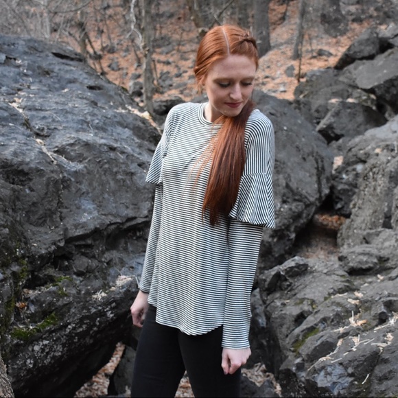 Striped Ruffle Tee - Picture 2 of 4